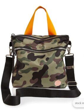 ShortyLOVE Camo Crossbody Bag with Orange Handles - Women's Crossbody
